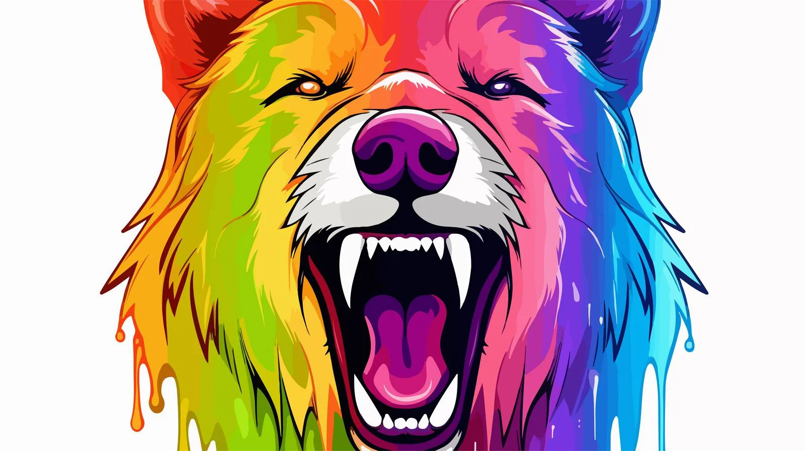 Cartoon Crying Rainbow Gradient Line Drawing — free download from Dotvec