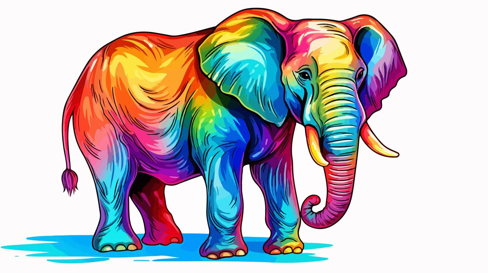 Colorful Elephant Line Art — free download from Dotvec