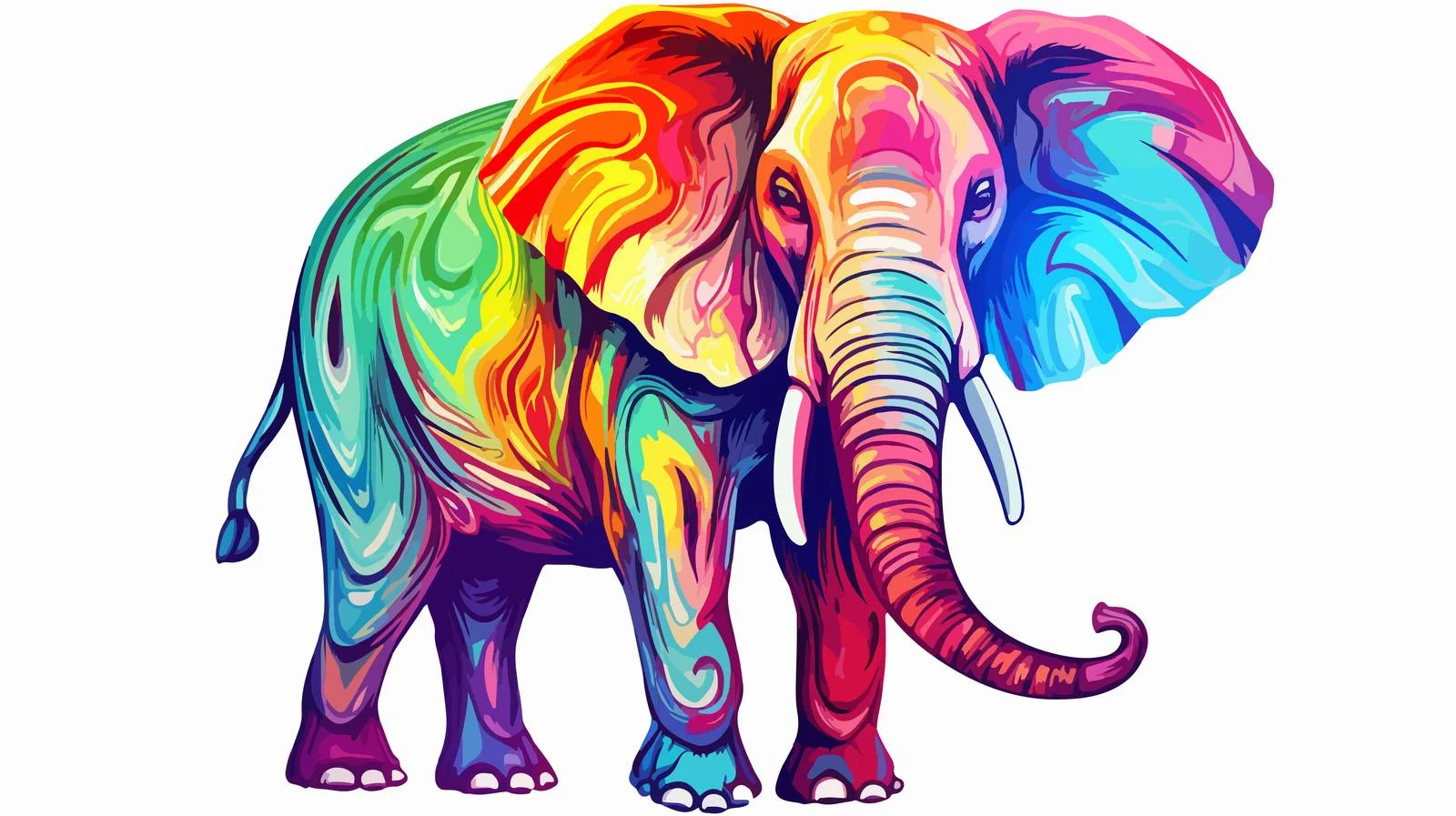 Colorful Elephant Line Art — free download from Dotvec