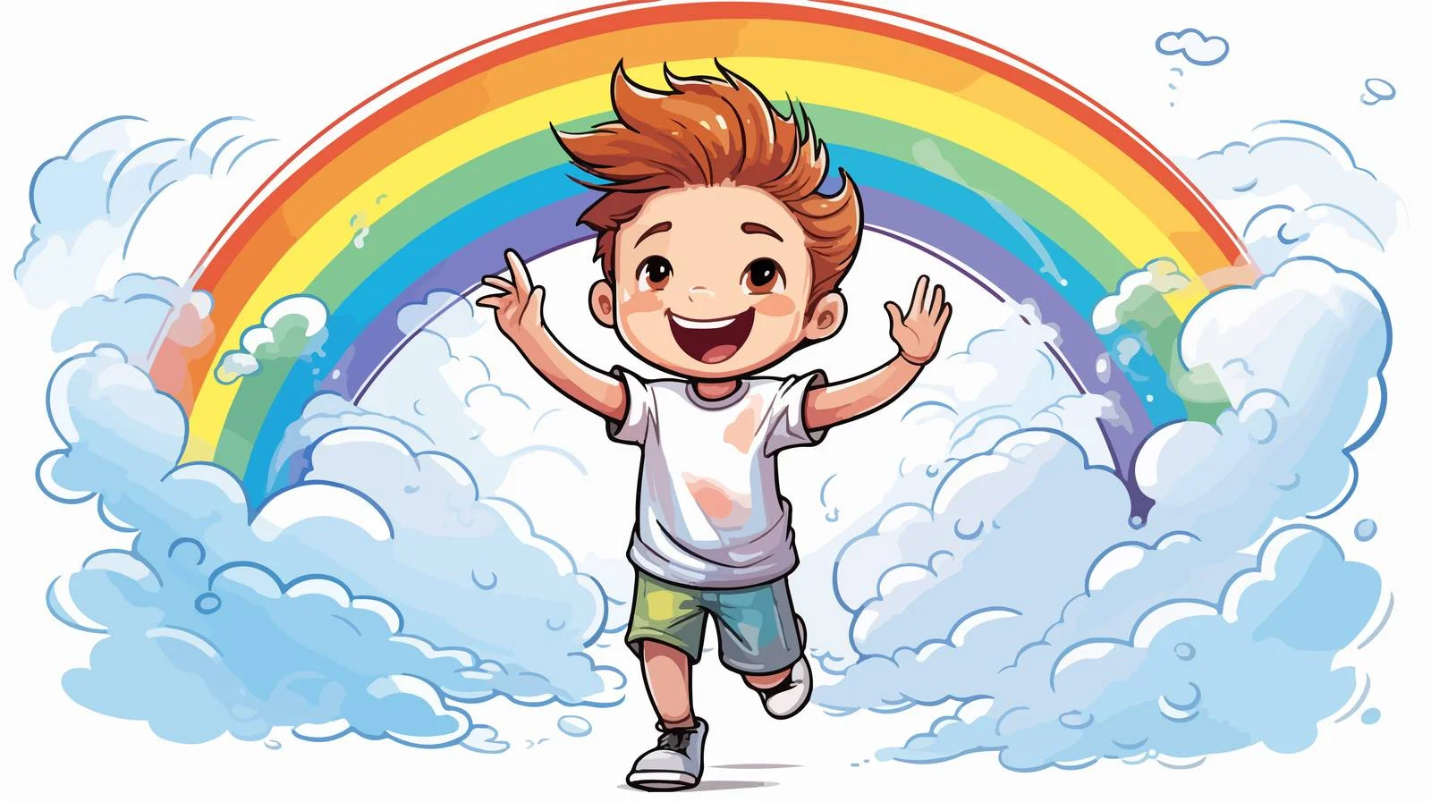 Colorful Cartoon Happy Boy Drawing — free download from Dotvec