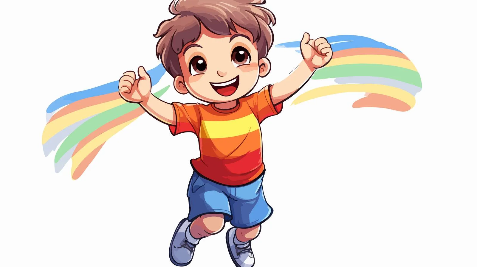 Colorful Cartoon Happy Boy Line Drawing — free download from Dotvec