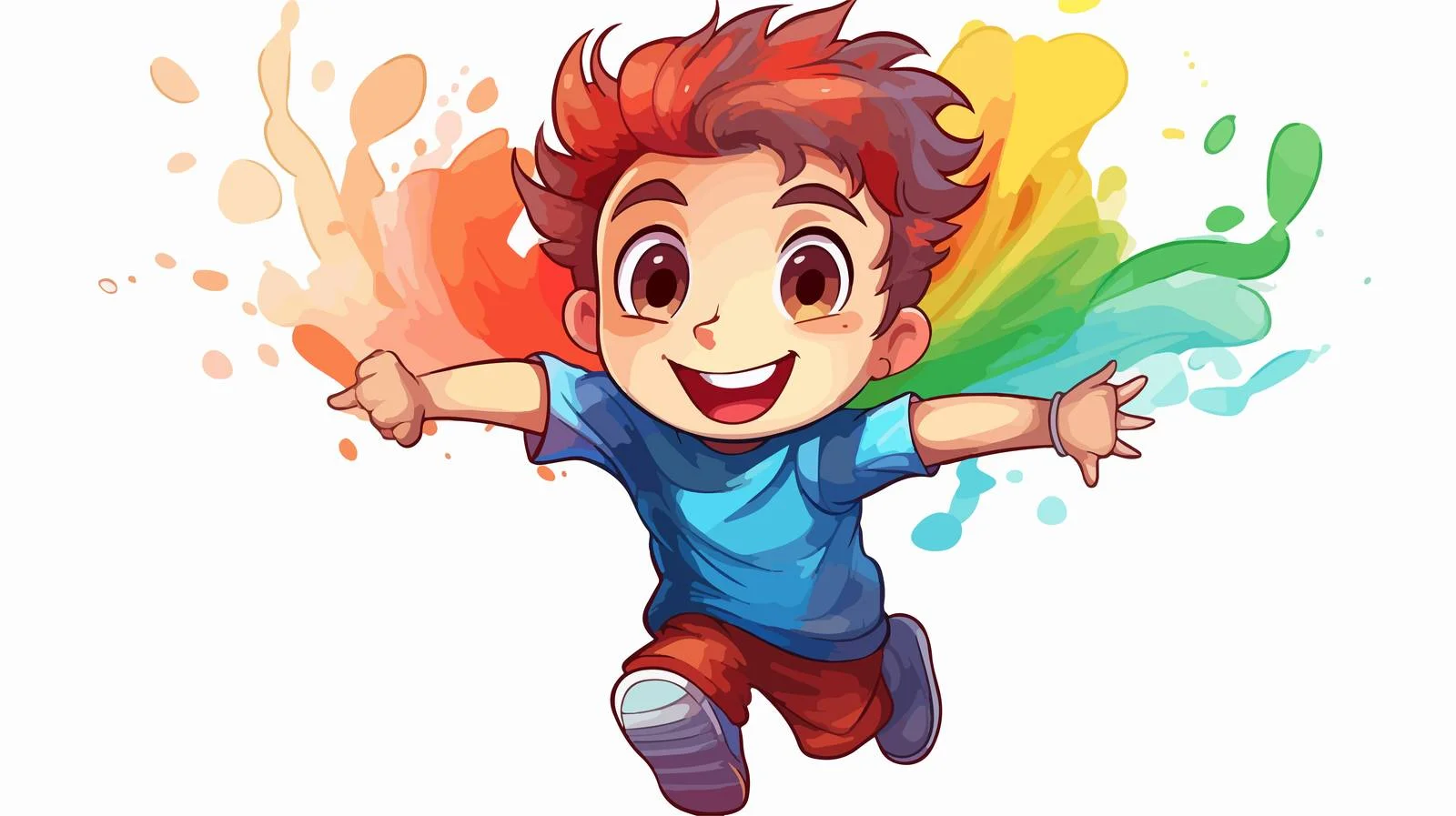 Cheerful Cartoon Boy Gradient Line Drawing — free download from Dotvec