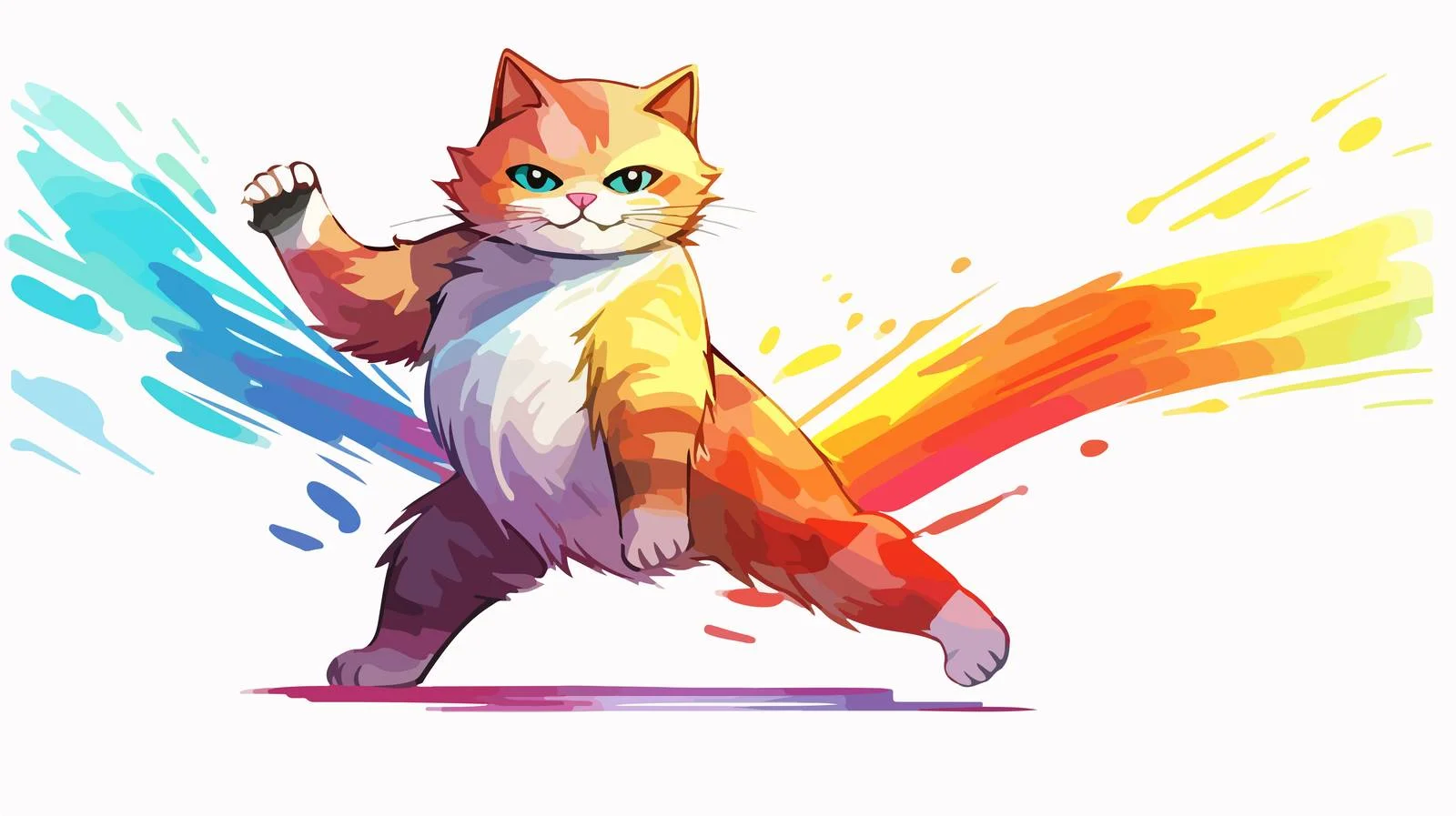 Colorful Cartoon Happy Cat Drawing — free download from Dotvec