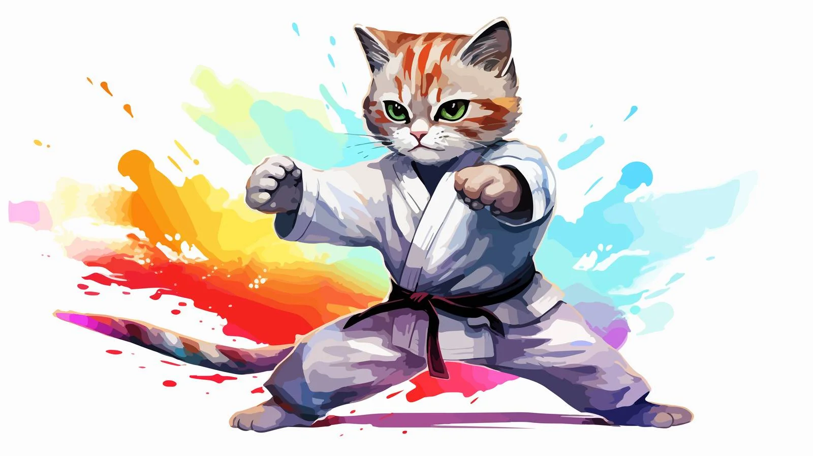 Cheerful Rainbow Cat Line Drawing — free download from Dotvec