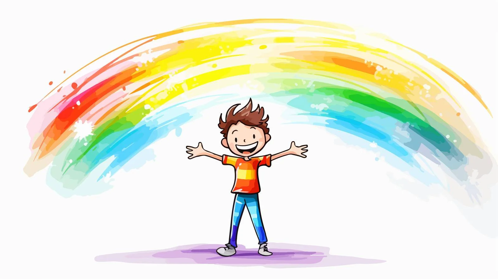 Happy Man Rainbow Line Drawing — free download from Dotvec