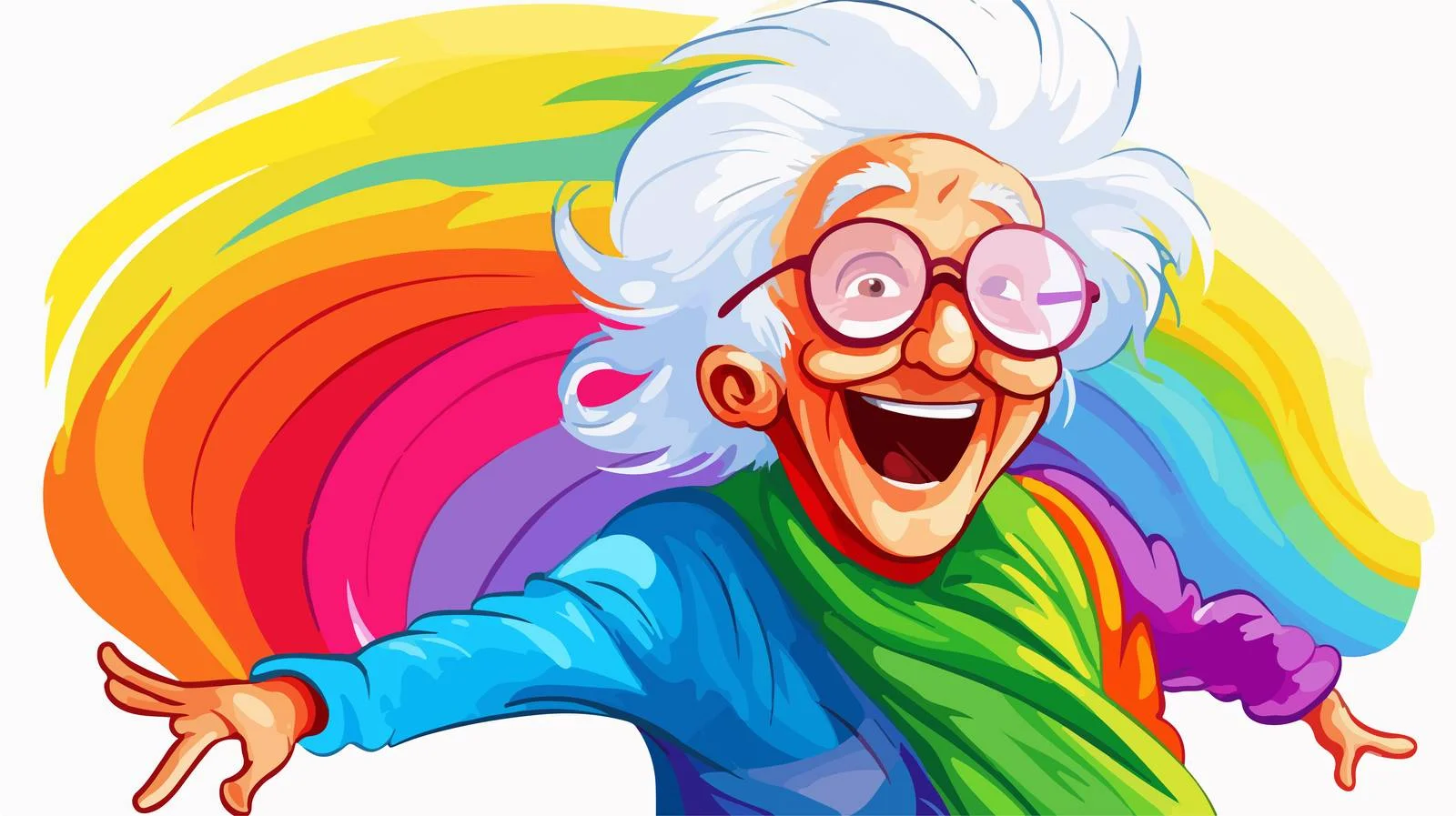 Cartoon Happy Old Rainbow Line Drawing — free download from Dotvec