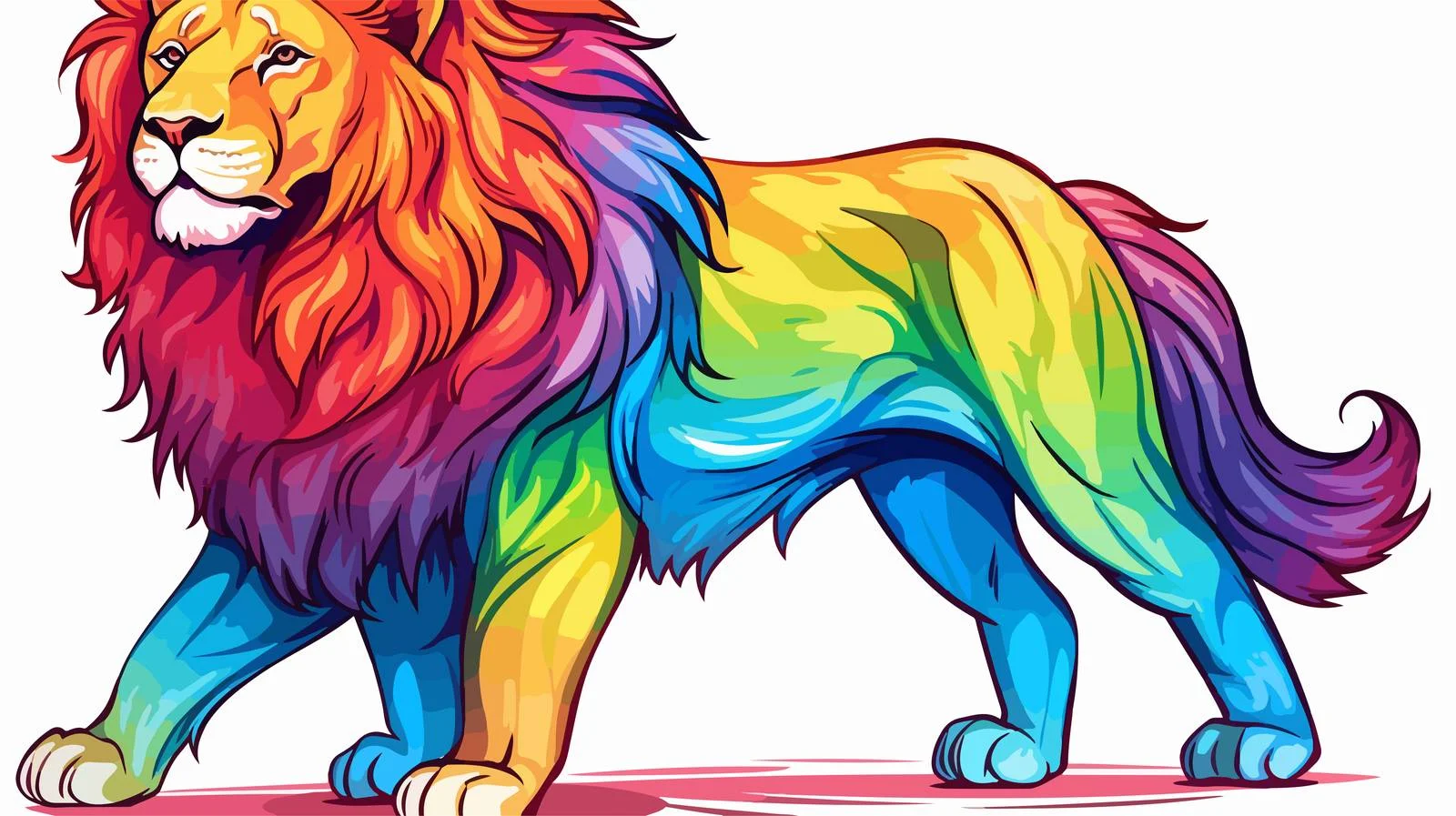 Colorful Cartoon Lion Line Drawing — free download from Dotvec