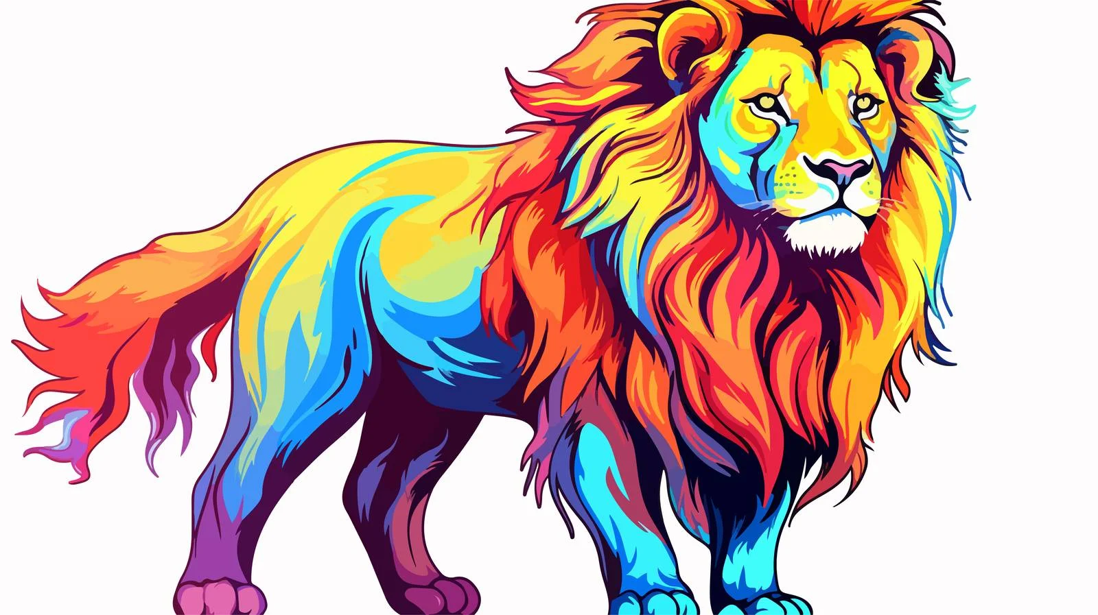 Colorful Lion Line Art Illustration — free download from Dotvec