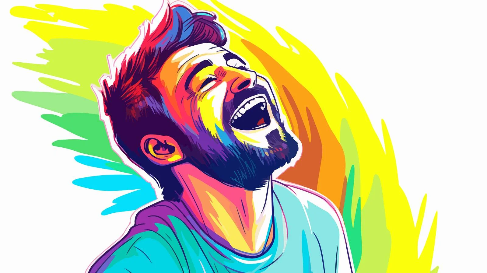 Cartoon Man Laughing Rainbow Drawing — free download from Dotvec