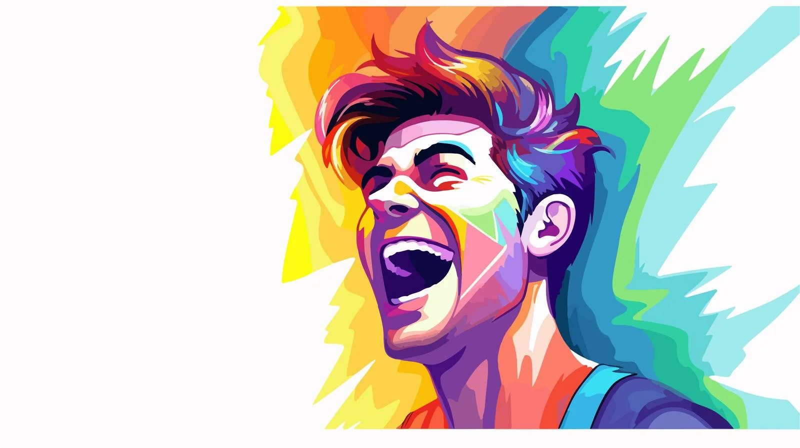 Colorful Cartoon Man Laughing Drawing — free download from Dotvec