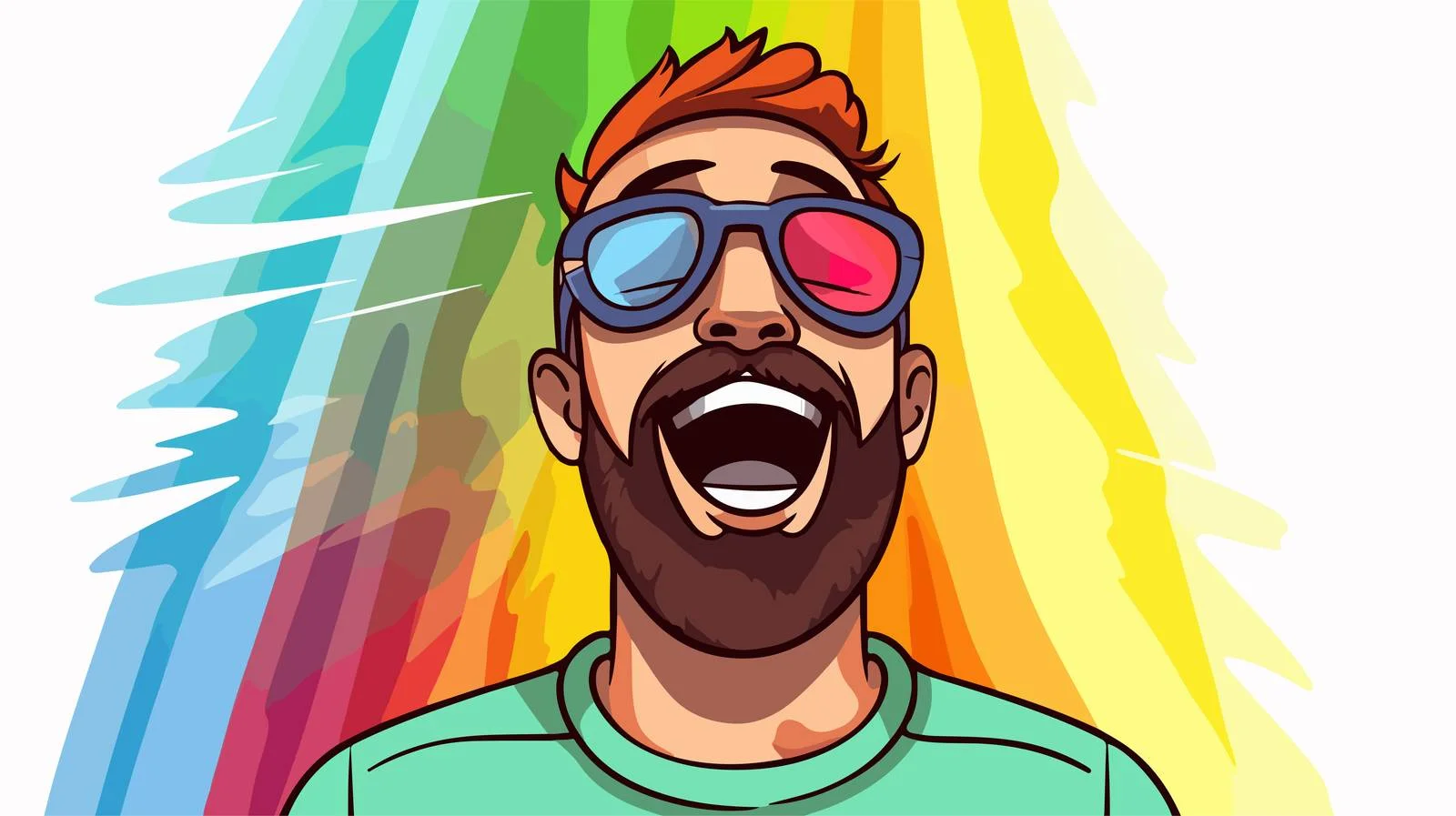 Colorful Cartoon Man Laughing Drawing — free download from Dotvec