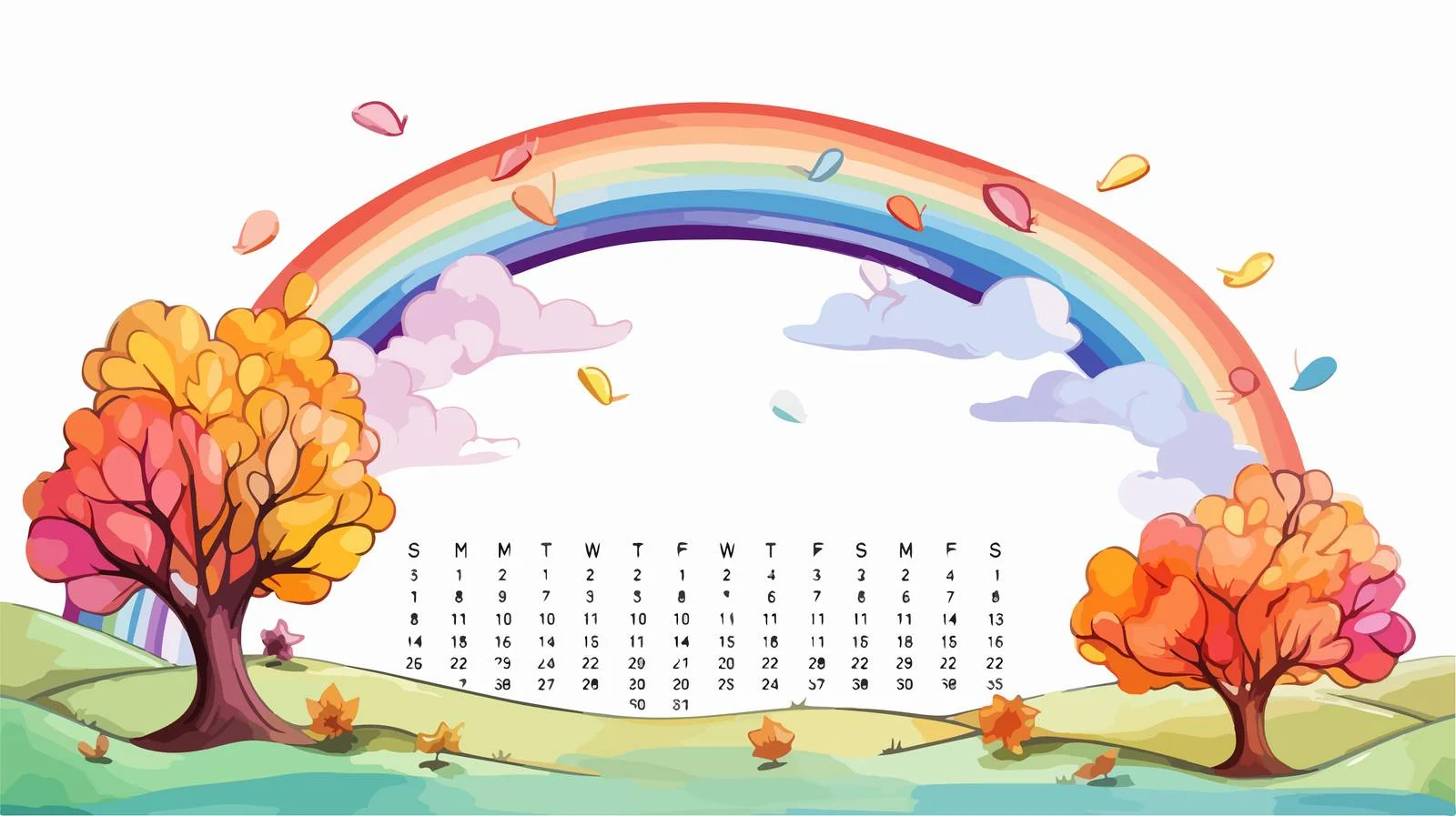 Colorful Cartoon Month Gradient Line Drawing — free download from Dotvec