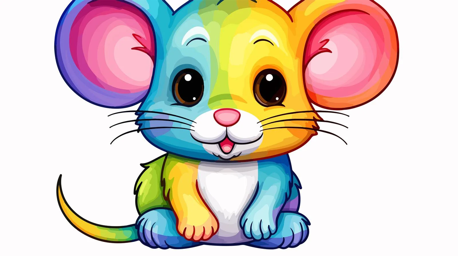 Rainbow Cartoon Mouse Line Art — free download from Dotvec