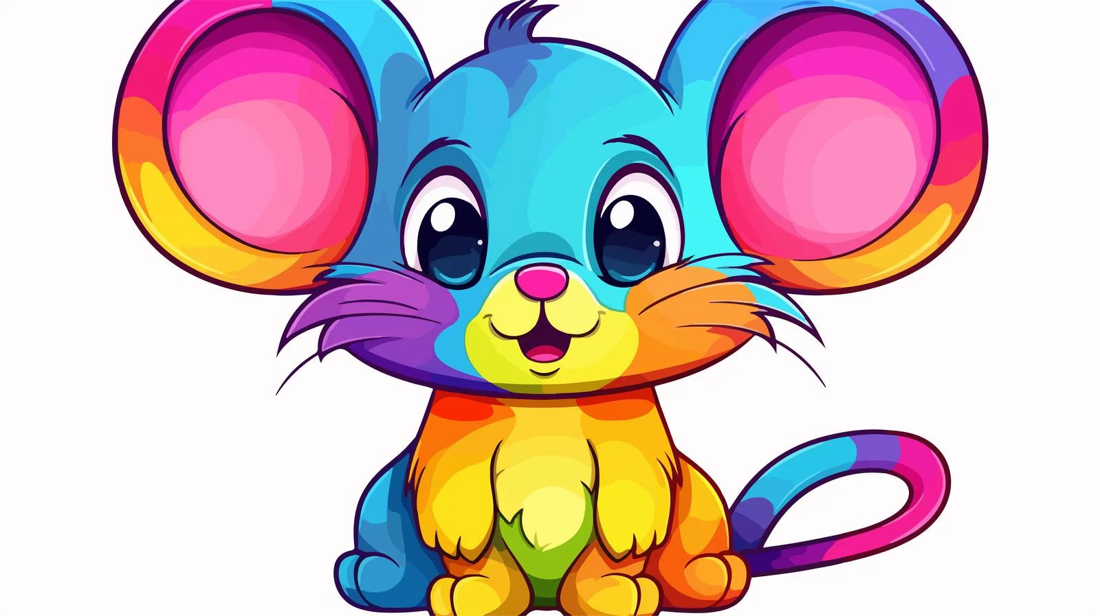 Colorful Cartoon Mouse Line Drawing — free download from Dotvec