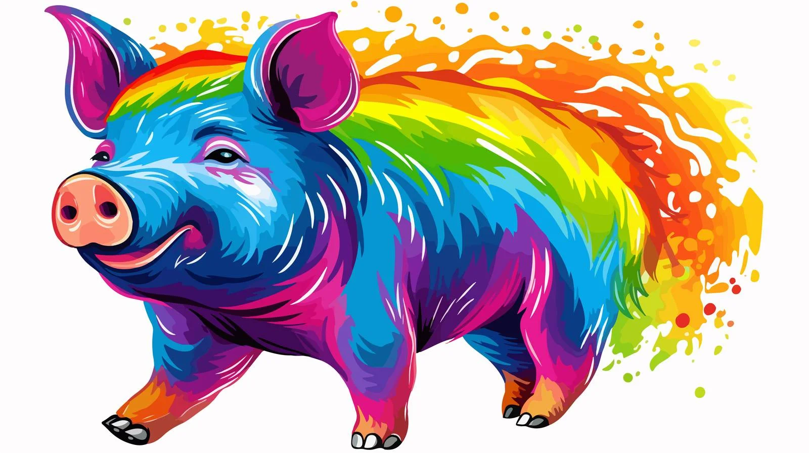 Colorful Pig Cartoon Dance — free download from Dotvec