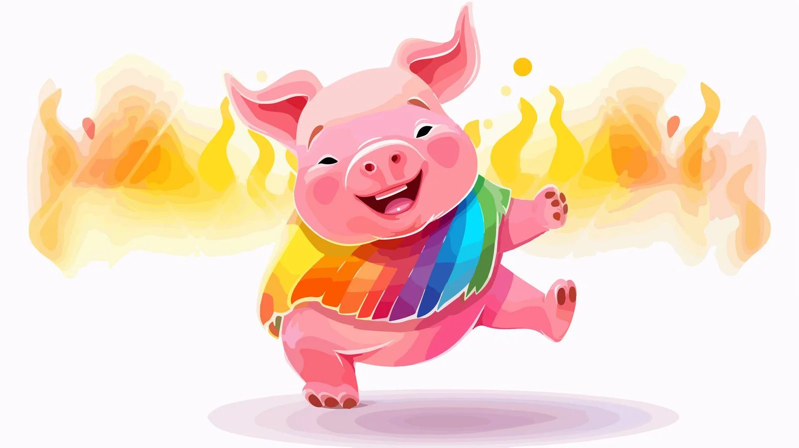 Cartoon Pig Dancing in Rainbow Gradient — free download from Dotvec