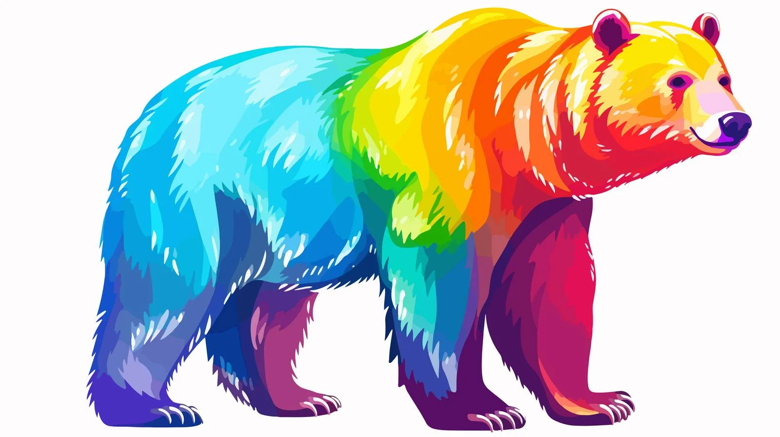 Rainbow Gradient Cartoon Polar Bear Drawing — free download from Dotvec