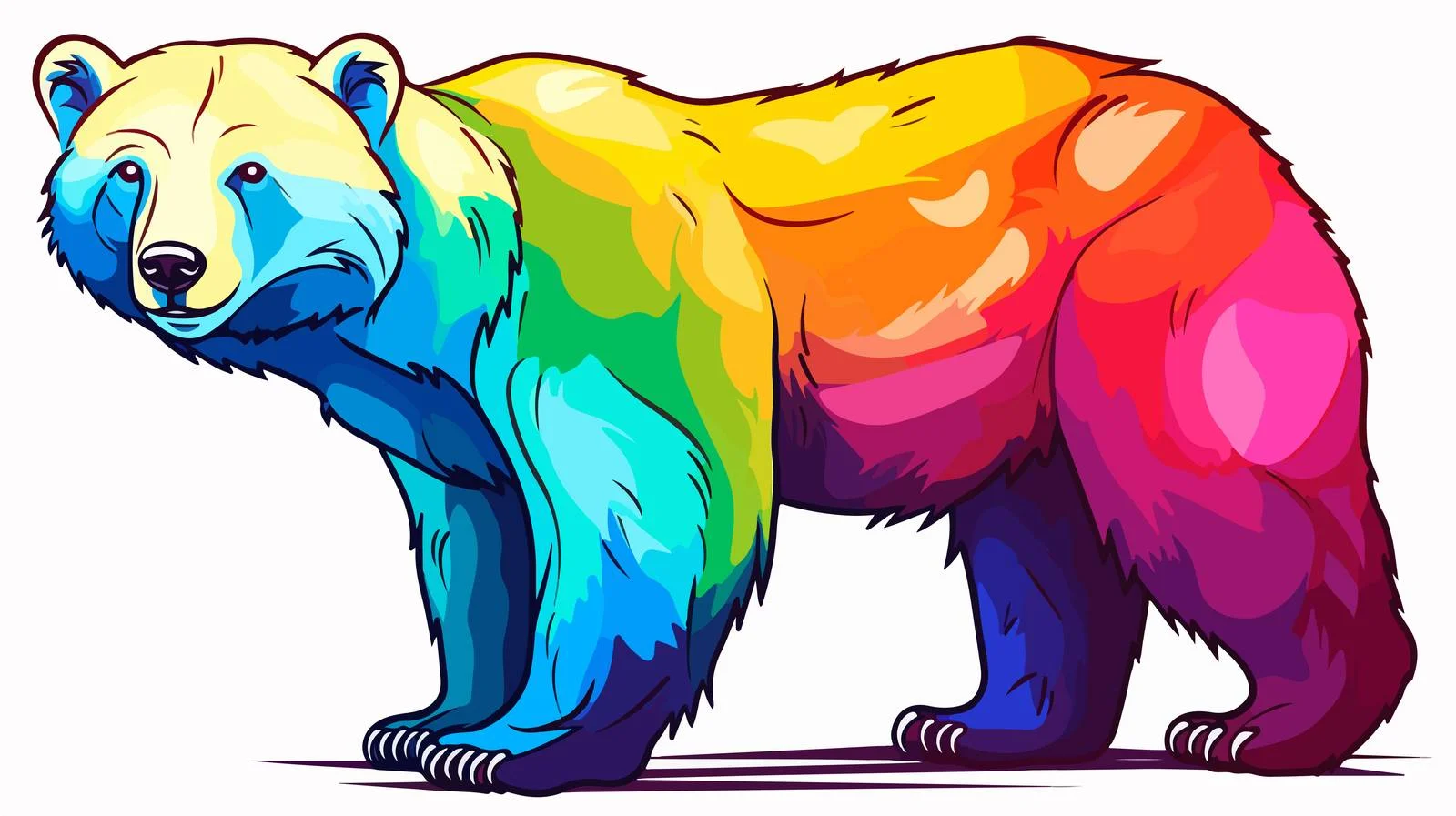 Rainbow Gradient Polar Bear Drawing — free download from Dotvec