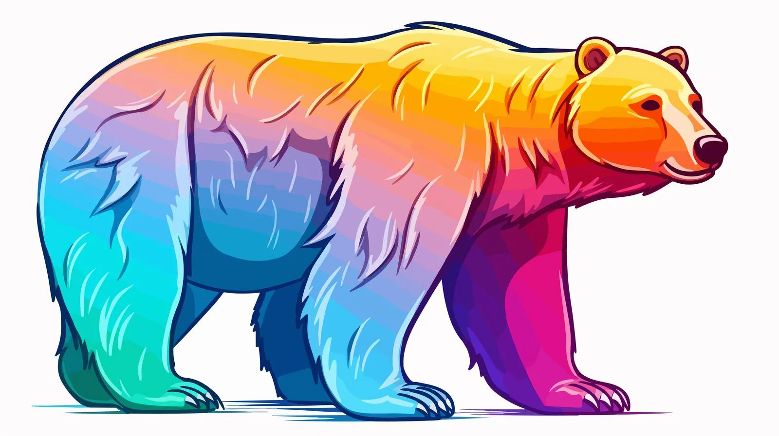 Rainbow Polar Bear Line Drawing — free download from Dotvec