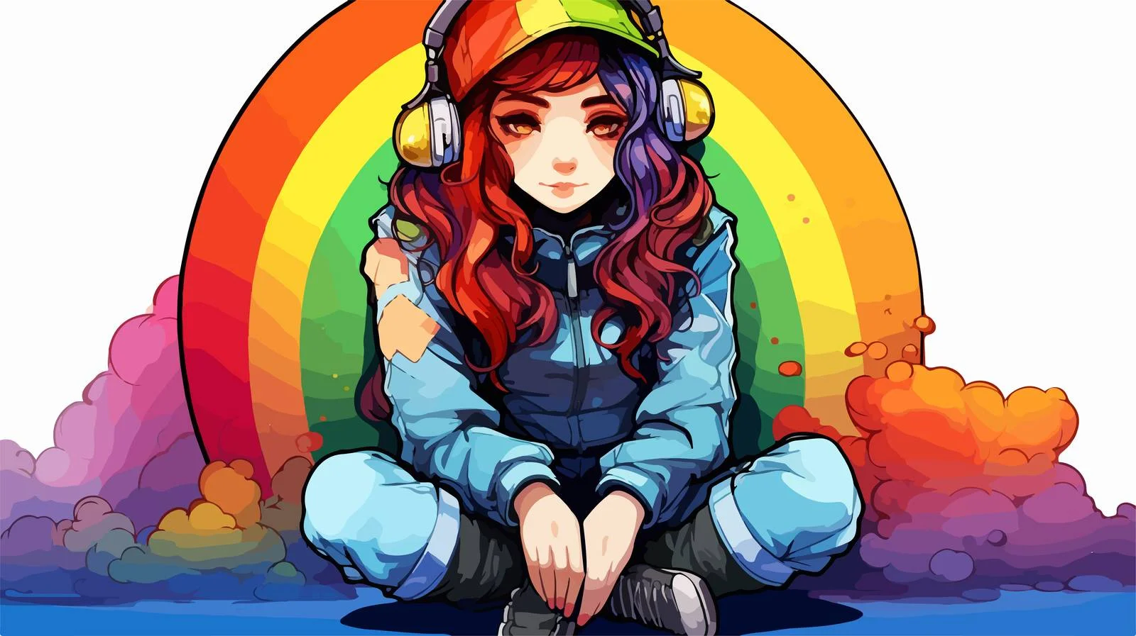 Cartoon Rainbow Line Art Illustration — free download from Dotvec