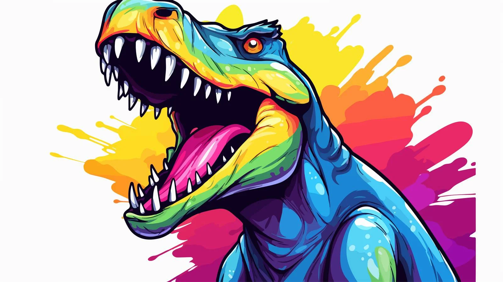 Rainbow Roaring Cartoon Dragon Gradient Line — free download from Dotvec