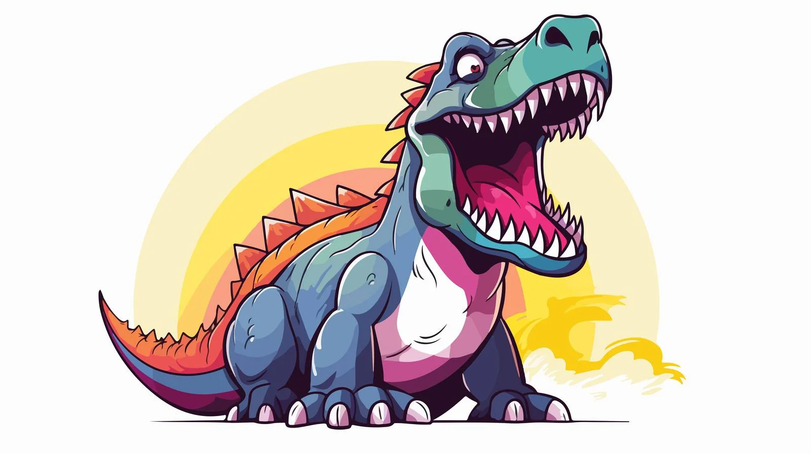 Rainbow Gradient Roaring Cartoon Doodle — free download from Dotvec