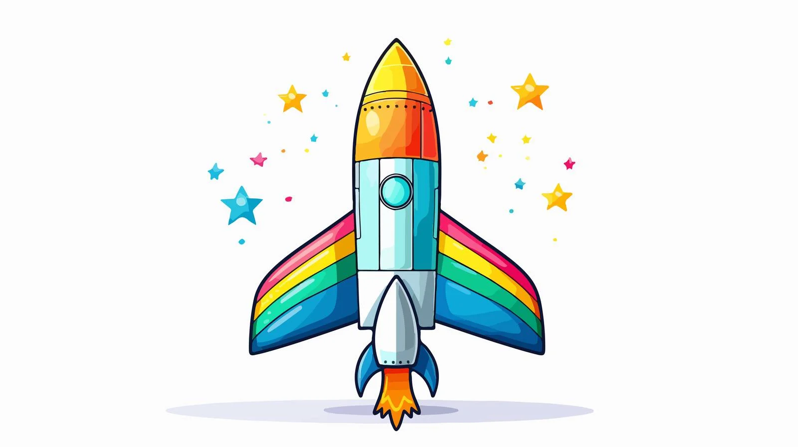 Colorful Cartoon Rocket Illustration — free download from Dotvec