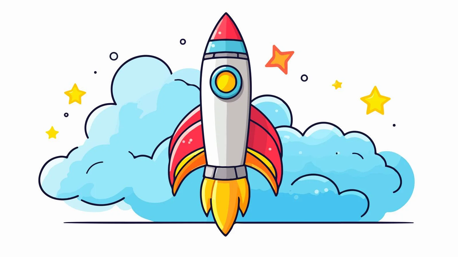 Cartoon Rocket Gradient Line Drawing — free download from Dotvec