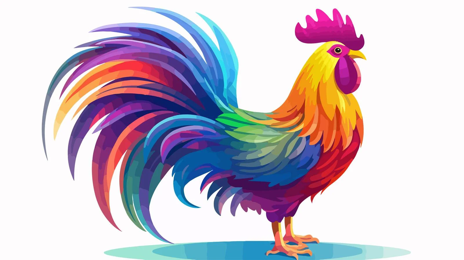 Cartoon Rooster Gradient Line Drawing — free download from Dotvec