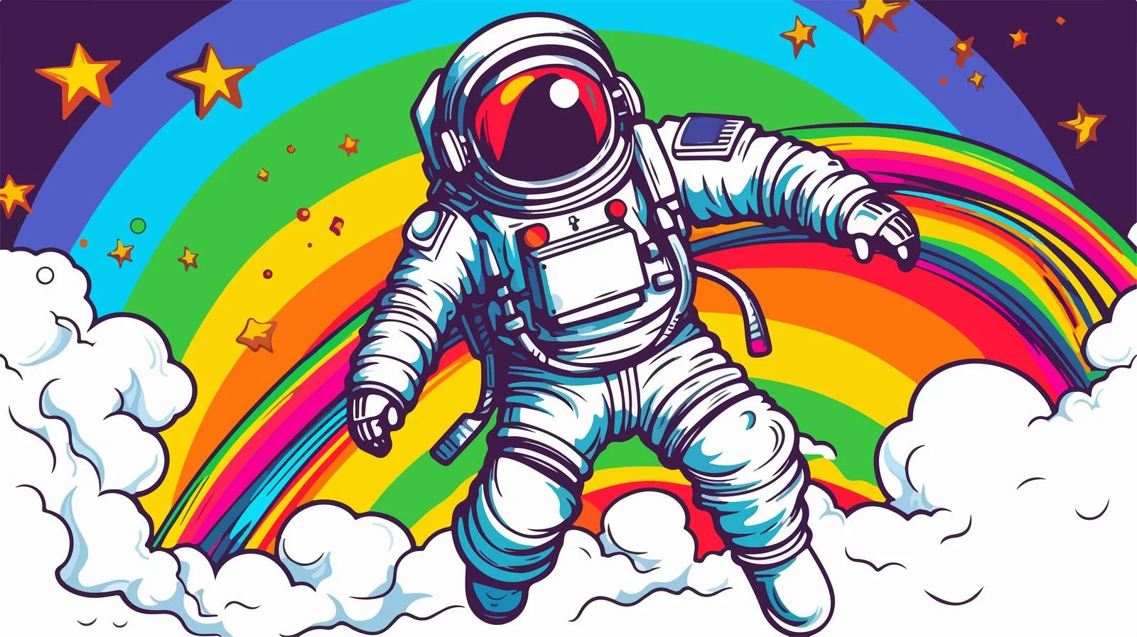 Surprised Cartoon Rainbow Line Drawing — free download from Dotvec