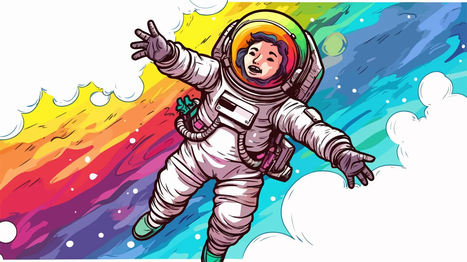 Surprised Cartoon Rainbow Line Drawing — free download from Dotvec