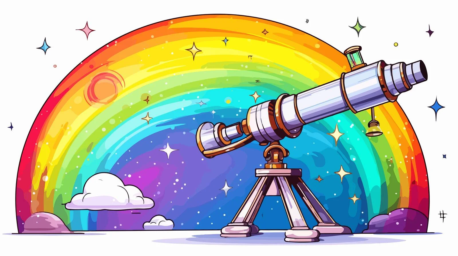 Colorful Cartoon Telescope Illustration — free download from Dotvec