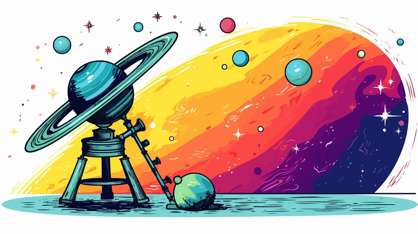 Colorful Cartoon Telescope Illustration — free download from Dotvec