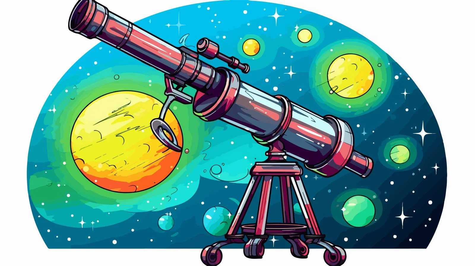 Colorful Cartoon Telescope — free download from Dotvec