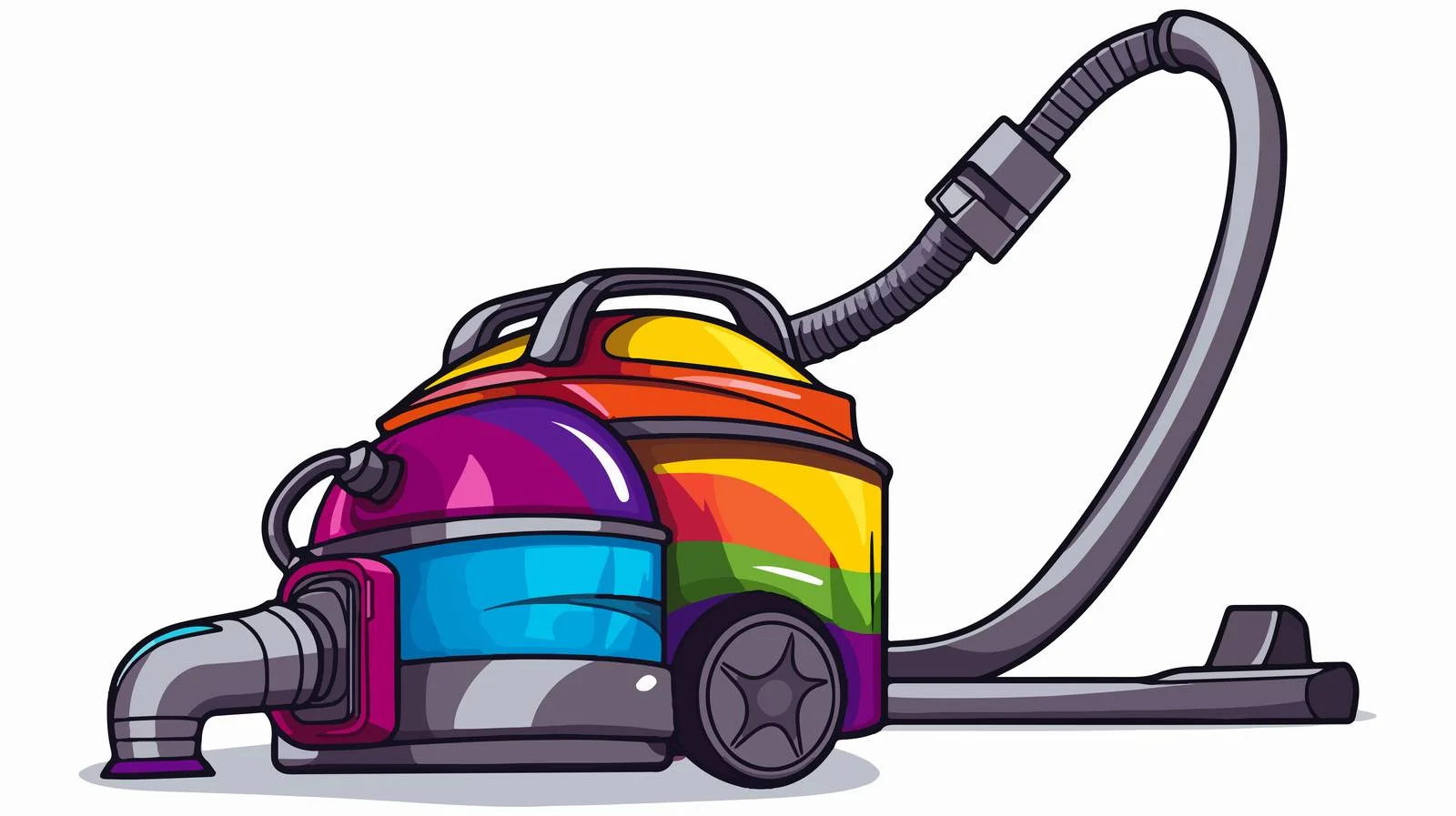 Rainbow Cartoon Vacuum Cleaner Line Drawing — free download from Dotvec