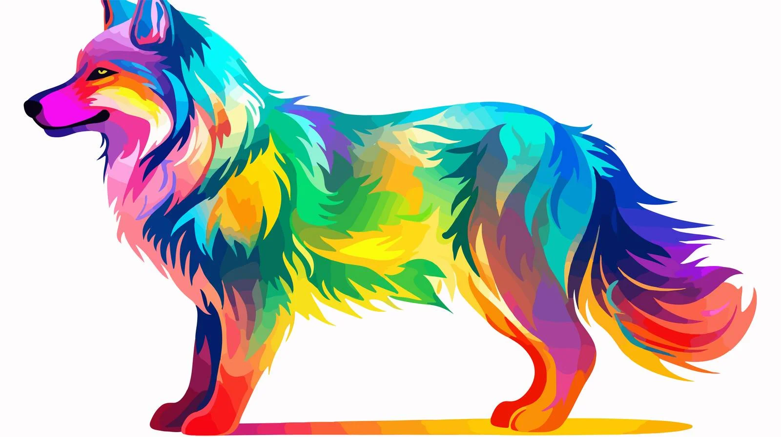 Colorful Cartoon Wolf Line Drawing — free download from Dotvec
