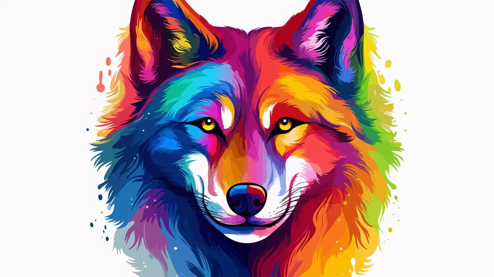 Colorful Cartoon Wolf Illustration — free download from Dotvec