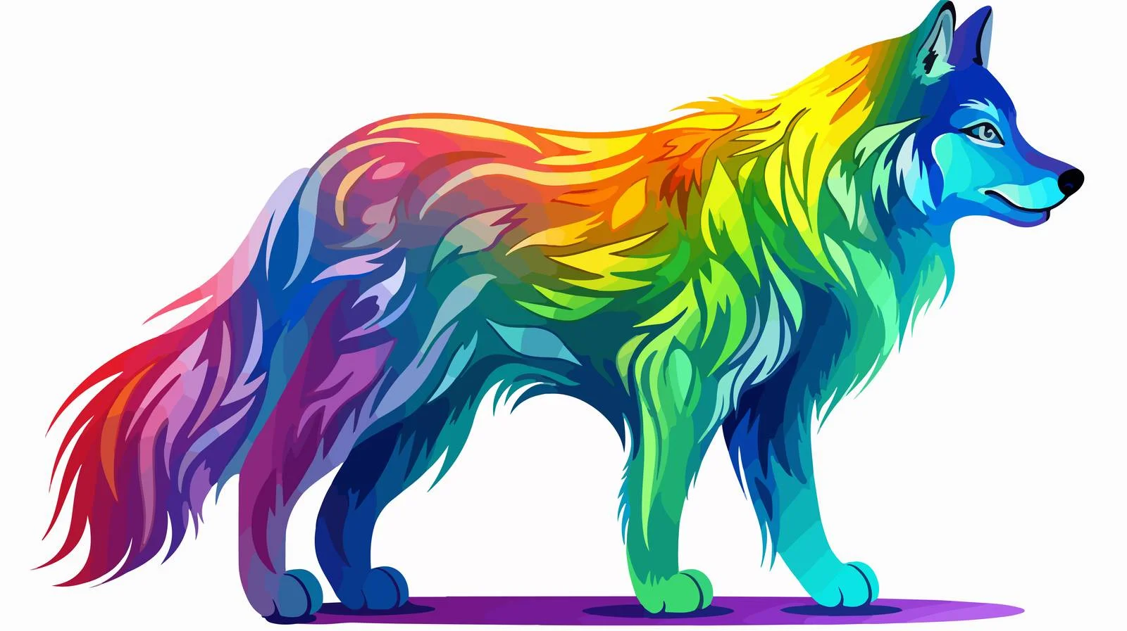 Cartoon Wolf Gradient Line Drawing — free download from Dotvec