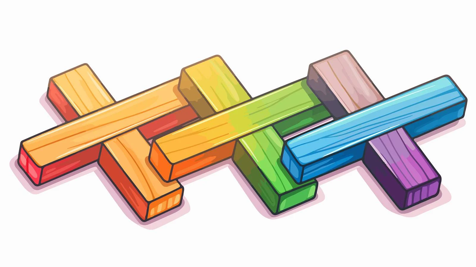 Colorful Wooden Cartoon Rainbow Drawing — free download from Dotvec