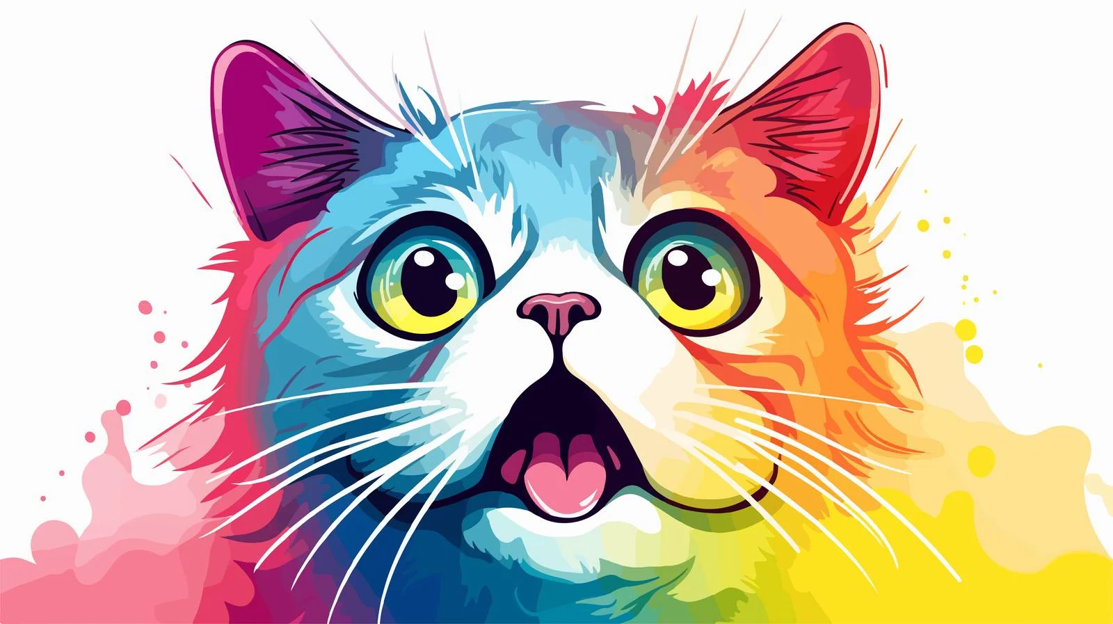 Confused Cartoon Rainbow Gradient Line Drawing — free download from Dotvec