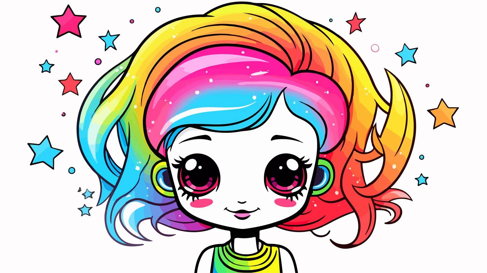Rainbow Cartoon Alien Line Drawing — free download from Dotvec