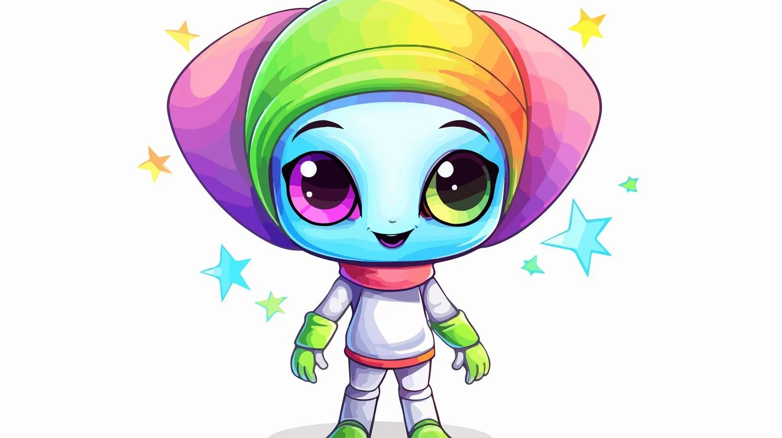 Colorful Alien Cartoon Illustration — free download from Dotvec
