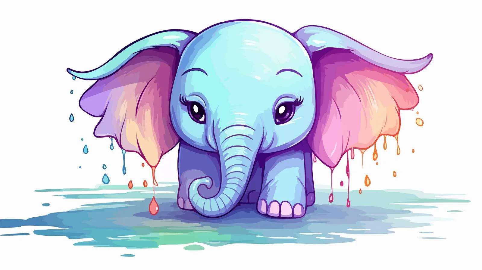Cute Cartoon Elephant Line Drawing — free download from Dotvec
