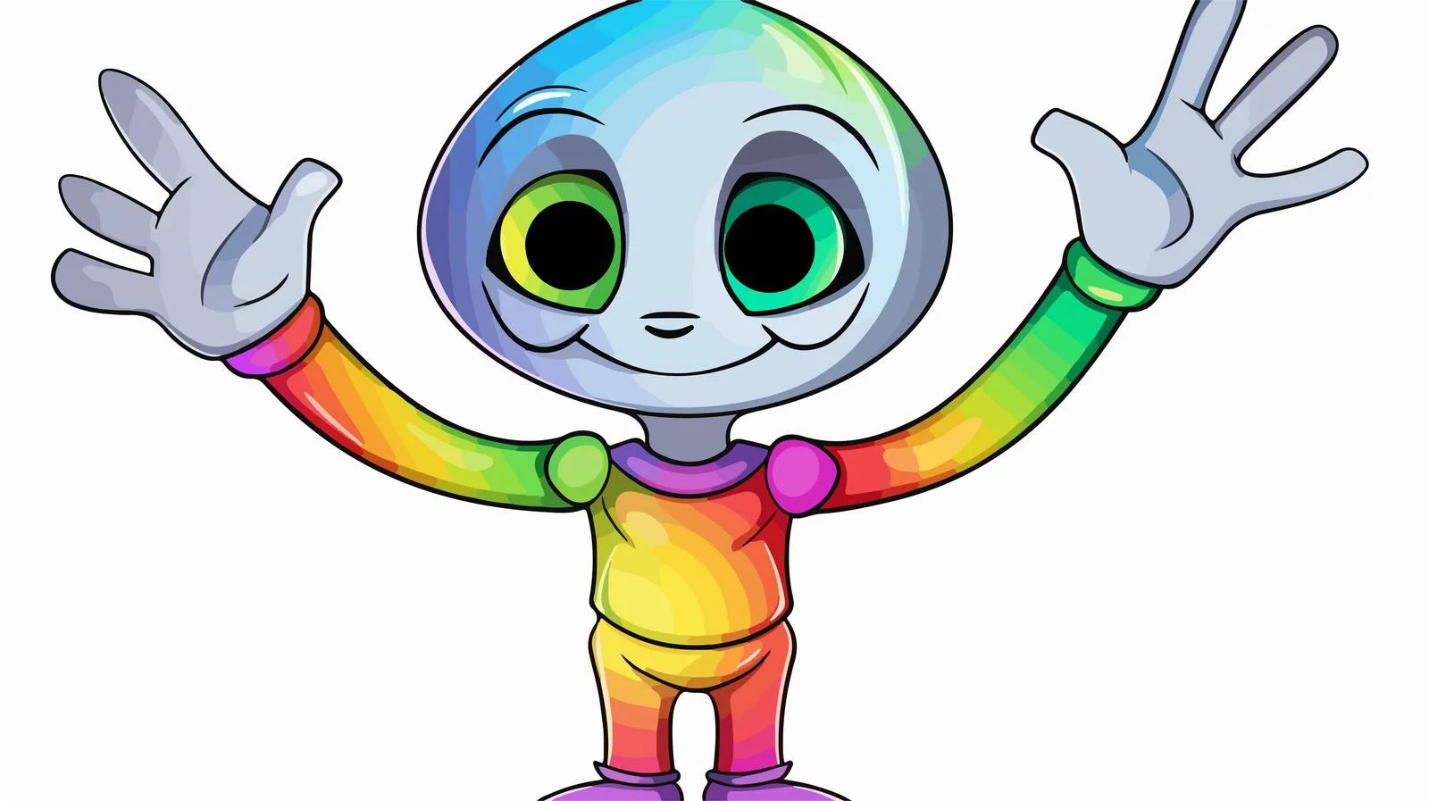 Friendly Rainbow Cartoon Line Drawing — free download from Dotvec