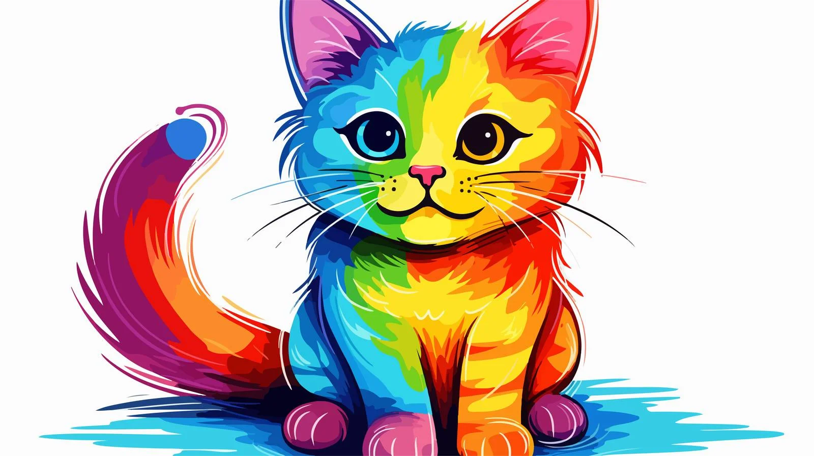 Playful Rainbow Cartoon Cat Illustration — free download from Dotvec