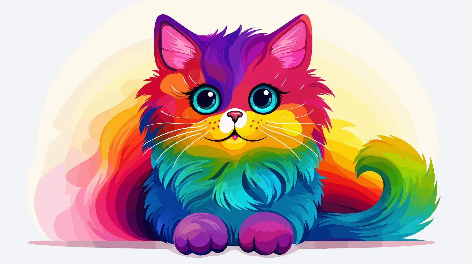 Colorful Cartoon Cat Illustration — free download from Dotvec