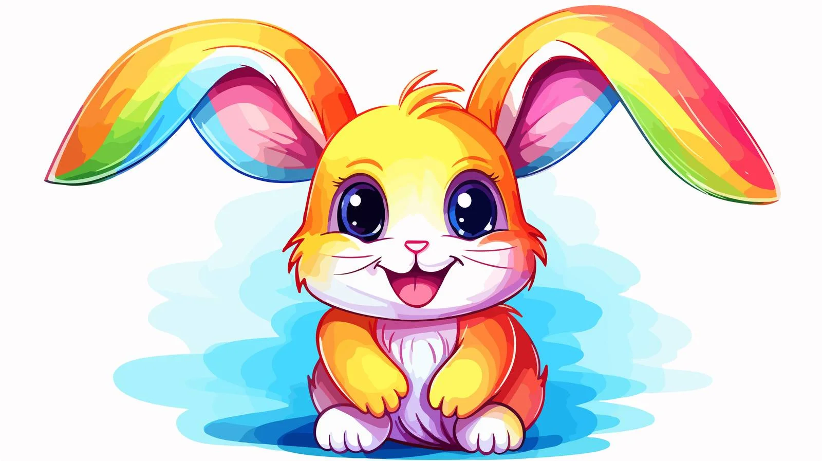 Colorful Cartoon Rabbit Drawing — free download from Dotvec