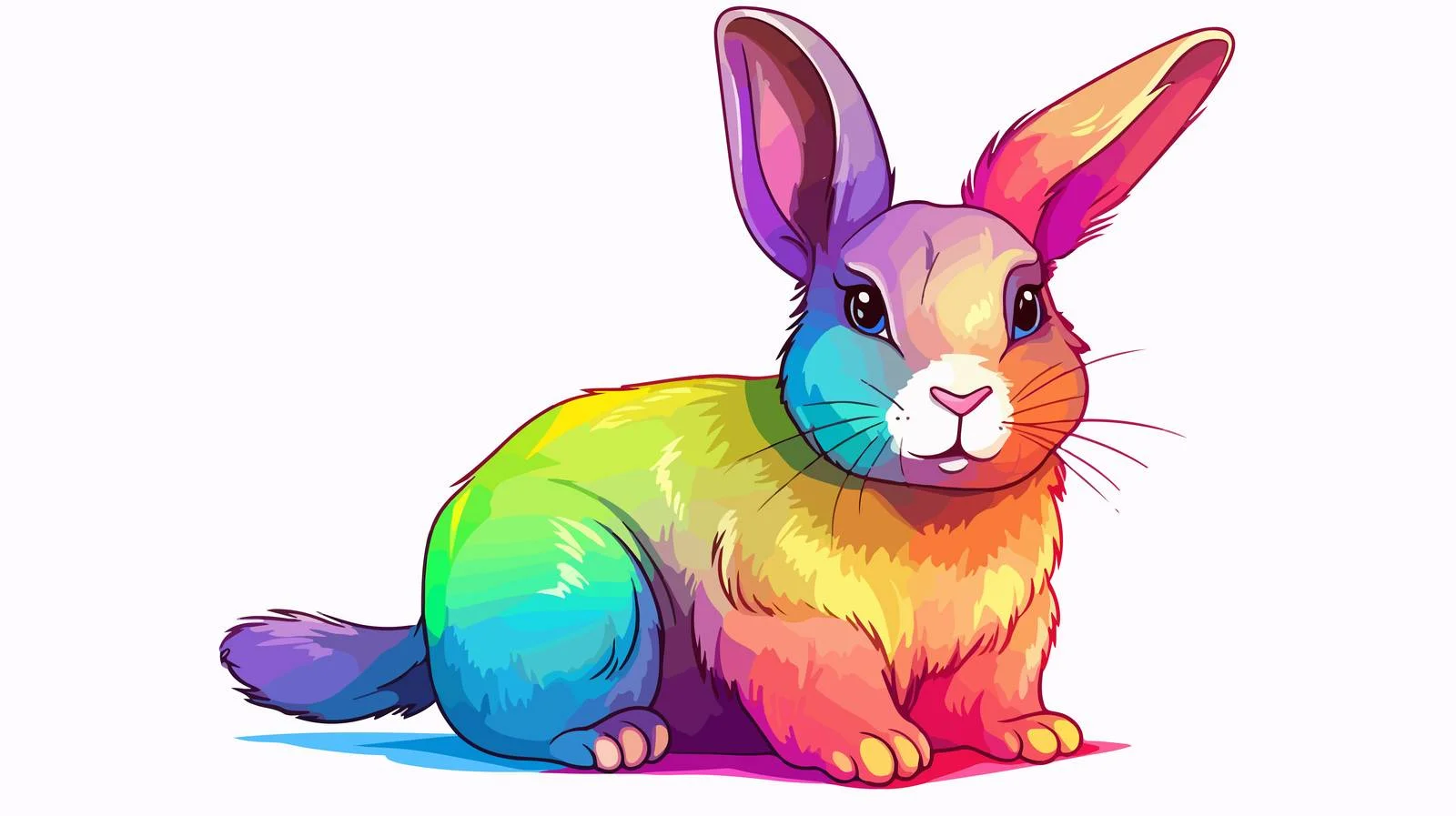 Colorful Cartoon Rabbit Line Drawing — free download from Dotvec