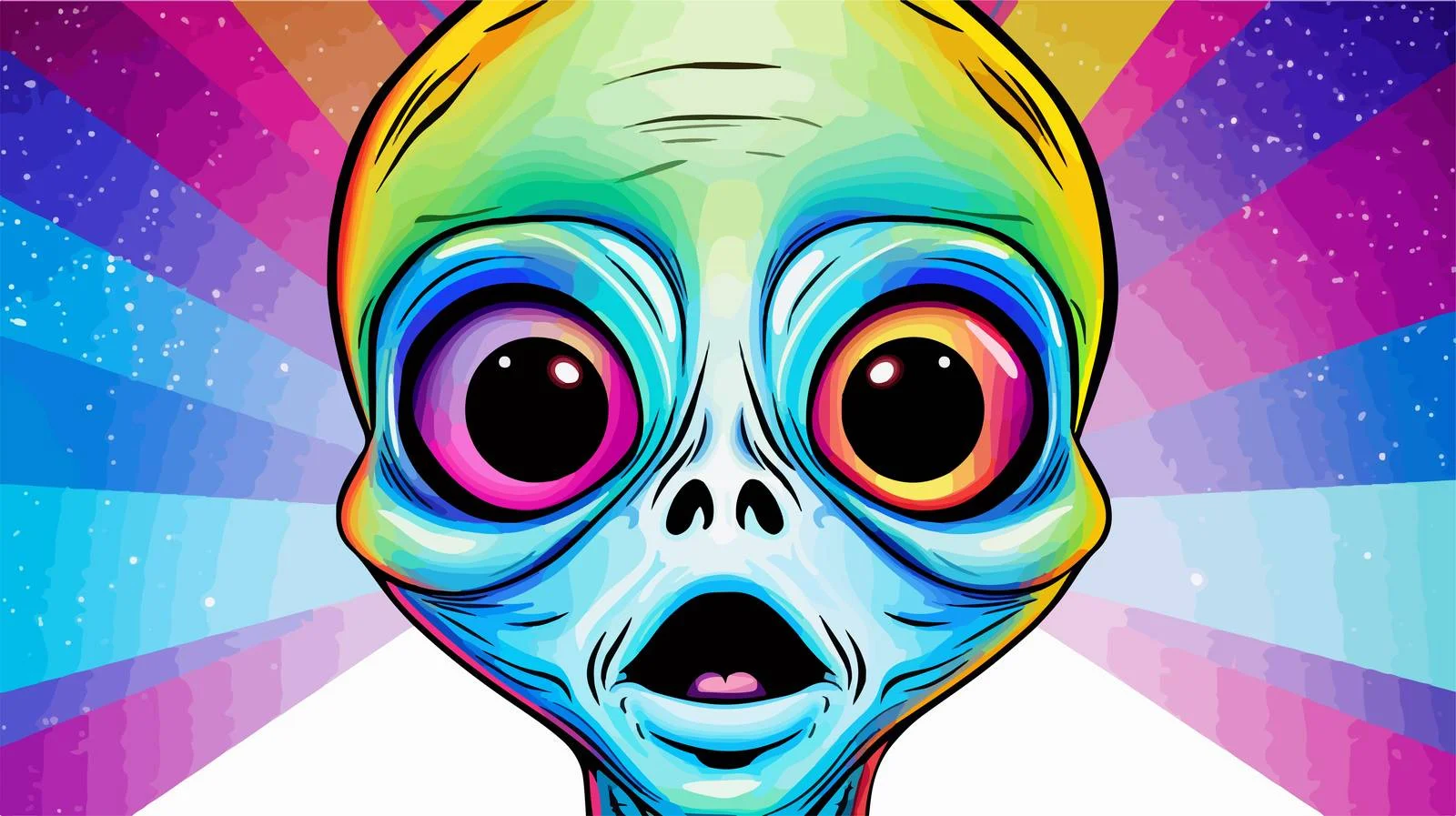 Cheerful Cartoon Alien Line Drawing — free download from Dotvec