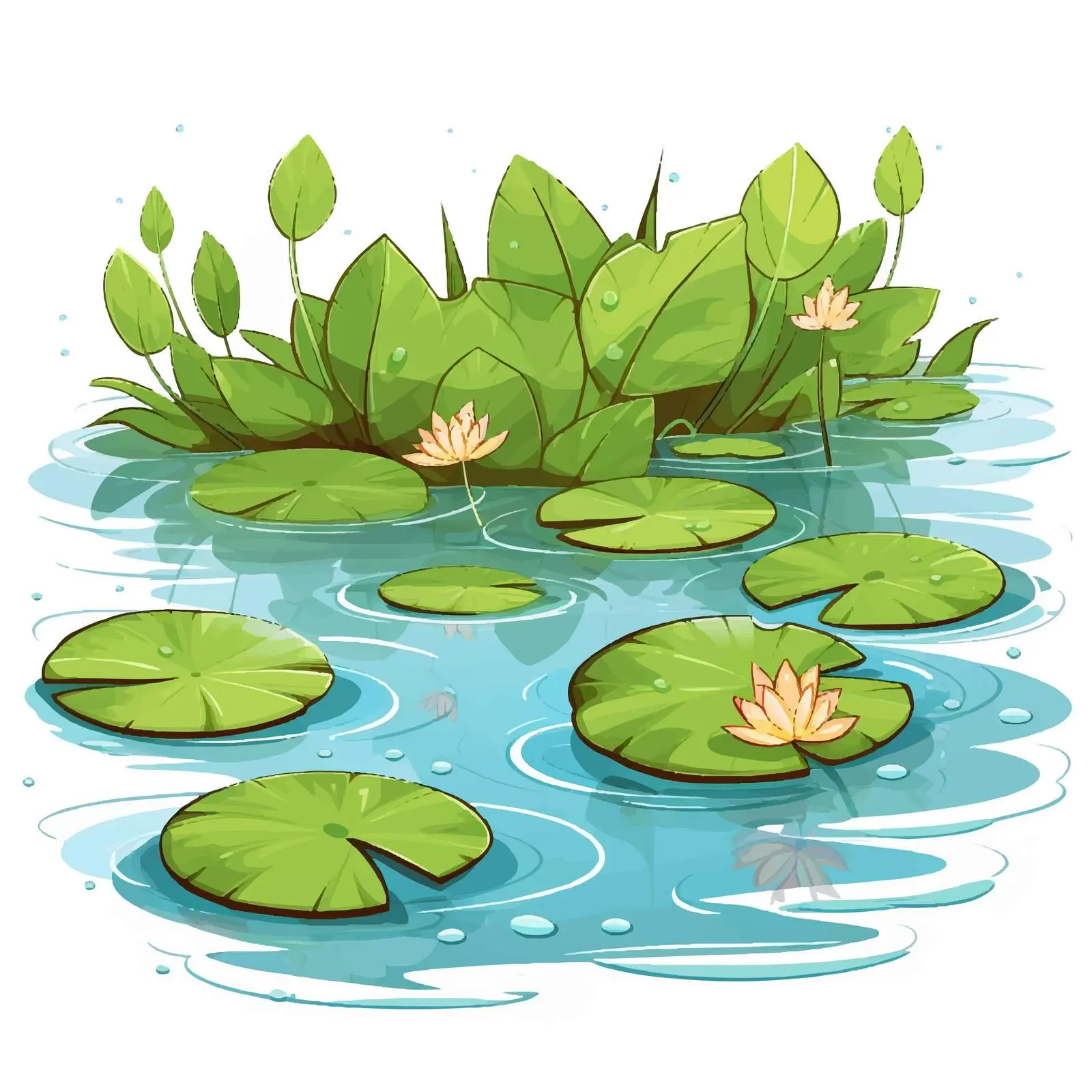 Cartoon Vector of Raining on Lily Pads — free download from Dotvec